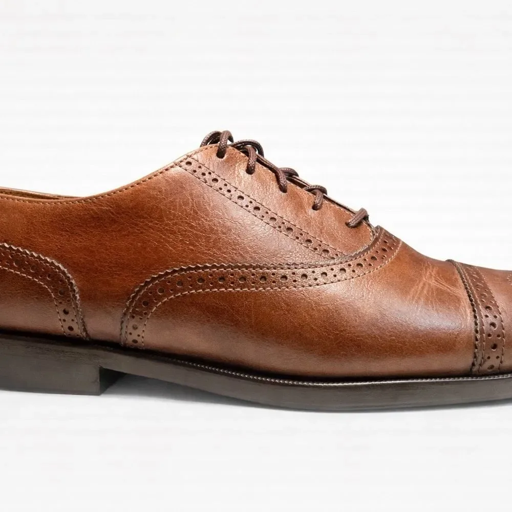 Cole Haan Men’s Brown Leather Cap Toe Oxford Dress Shoes Lace Up Size 6.5–7